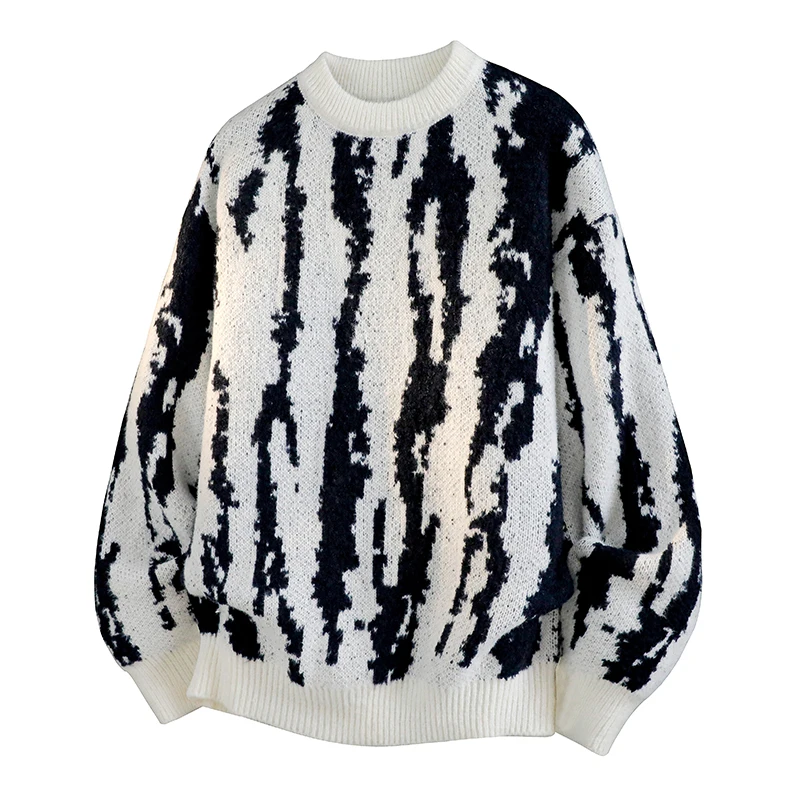 

Autumn Winter New Men Fashion Casual Comfortable Pullover Top Men Inside Outside Leisure Home Pullover Striped Warm Knit Sweater