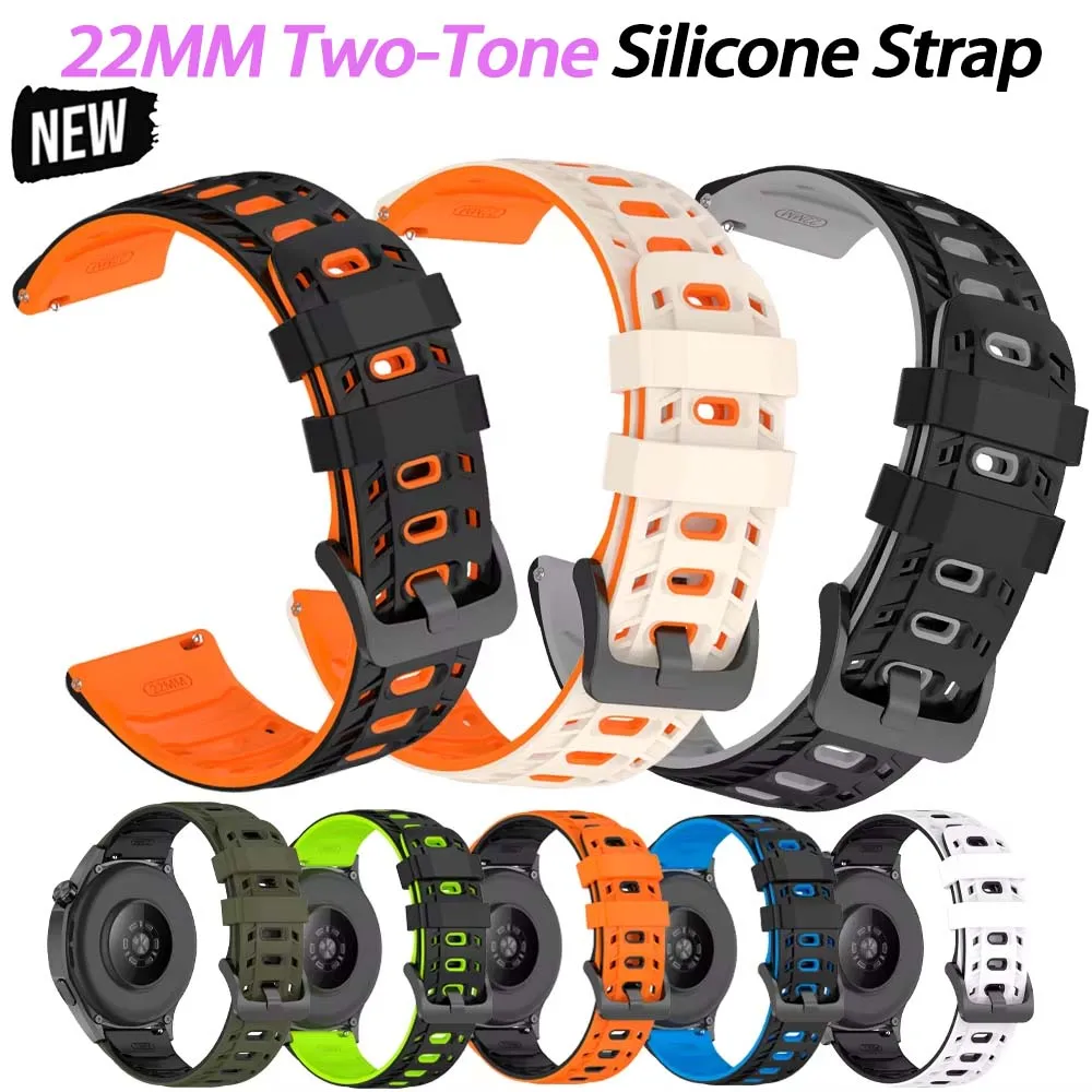 Pulseira de Silicone Bicolor de 22mm para Garmin Forerunner 265 255 Music 970 570 47mm 965 935/Venu 4 45mm Smartwatch