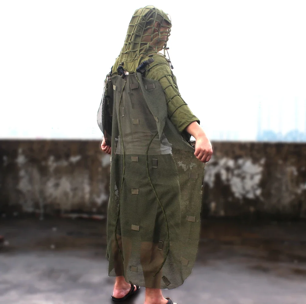 Outdoor Army Training Sniper Combat Detachable Hide Cloak Field Shooting Hunting Camo Ghillie Clothes Accessory Tactical Cloak