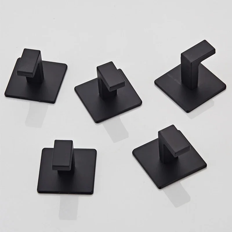 4/1pcs Bathroom Adhesive Wall Black Robe Hooks Towel Hook Coat Holder Keys Clothes Hanger Bathroom Kitchen Hardware Accessories