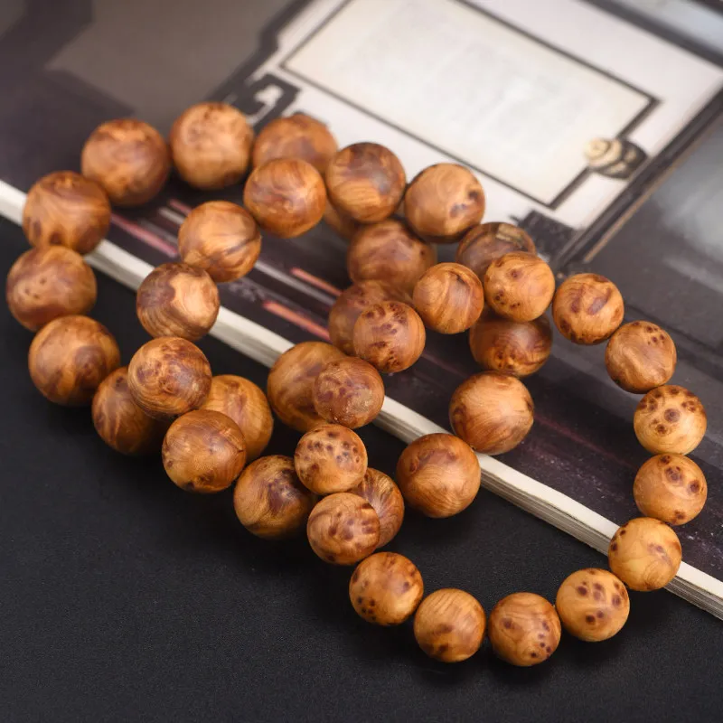 Sichuan Liangshan Thuja Sutchuenensis Burr Bird Eye Prayer Beads Bracelet Aged Old Wood Cherry Burr Mala Bracelet Gifts