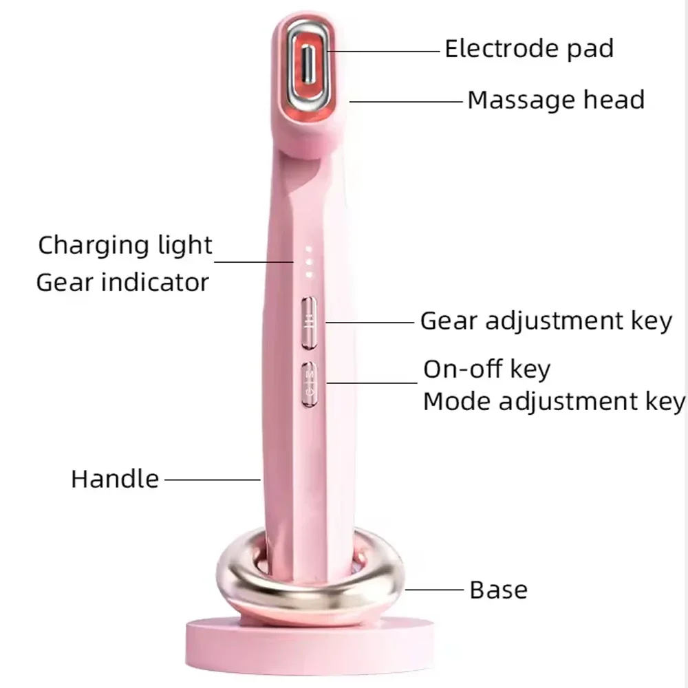 Instrumento de belleza ocular ems Luz roja de microcorriente 360 ° Compresa giratoria, palo de masaje ocular giratorio, estiramiento de la piel para estiramiento facial