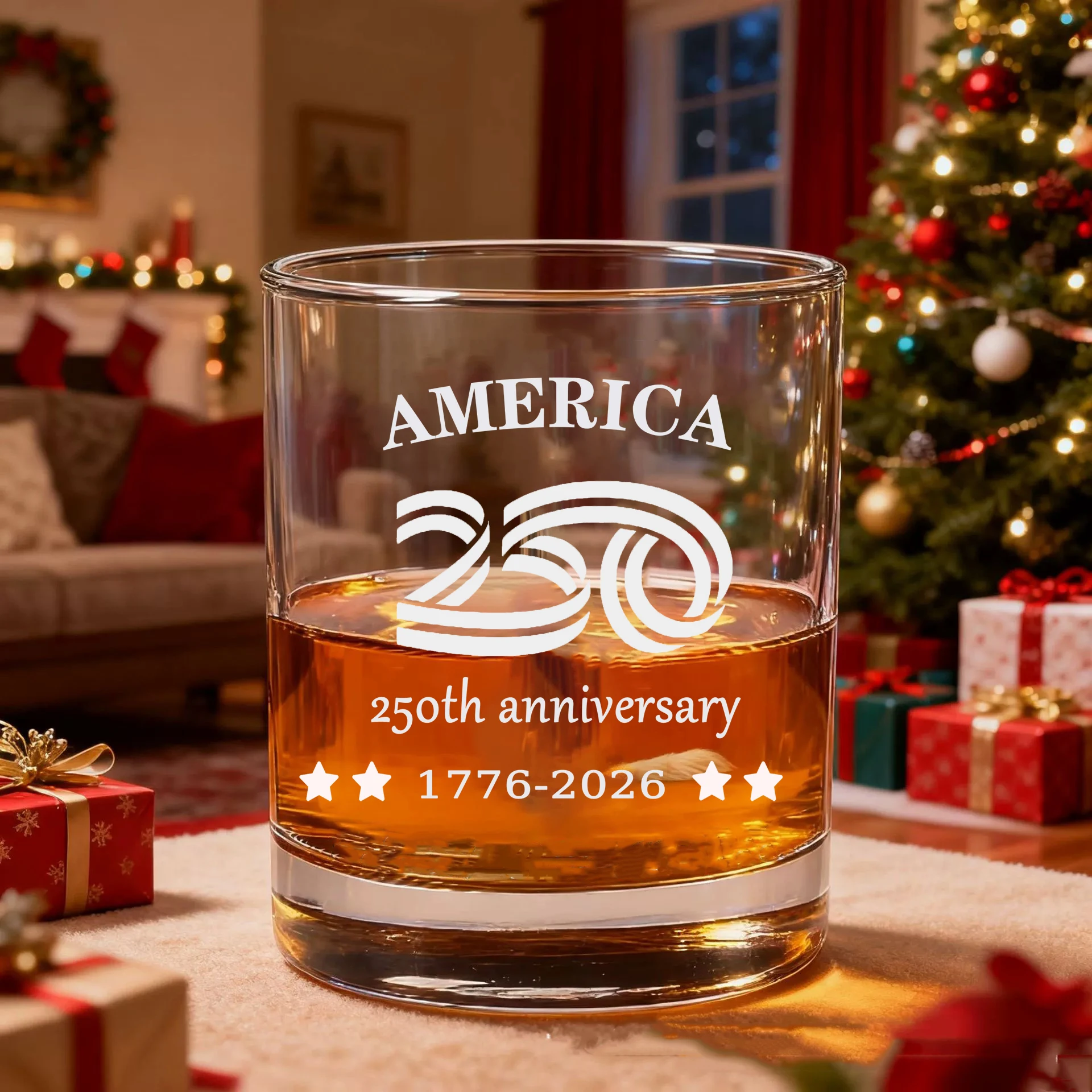 1/2/4/6pcs USA 250th Anniversary Whiskey Glass Cup Clear Scotch Bourbon Cocktail Wine Cup Party Beer Cup Festival Gift 11oz