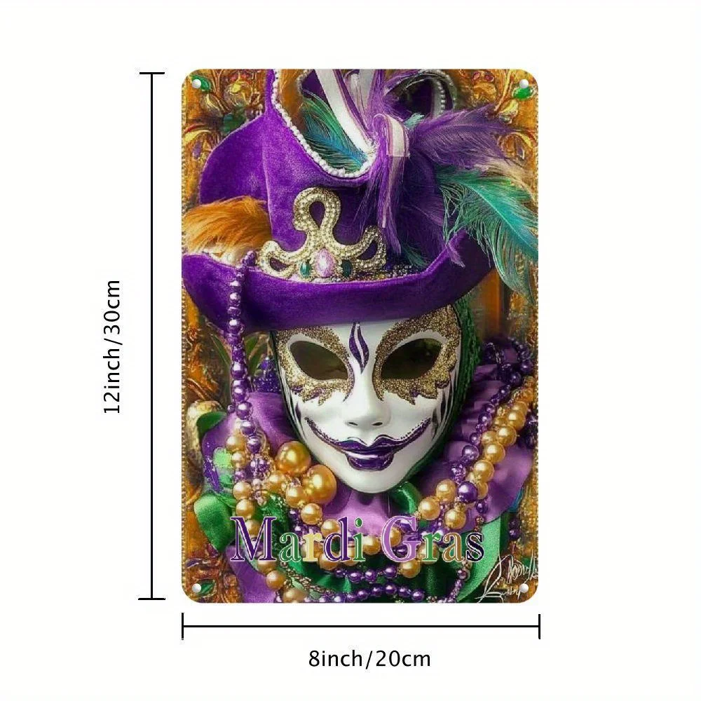 Vintage Mardi Gras Fleur-de-lis Aluminum Metal Sign Wreath Wall Decor for New Orleans Party Cafe Festival
