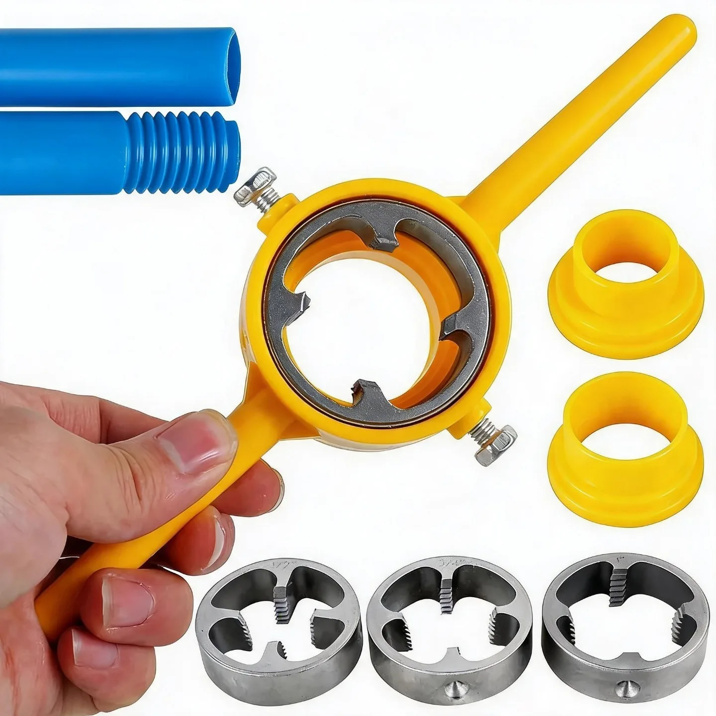 6PCS Pipe Thread Die Set Manual PVC Pipe Threading Tool 1/2