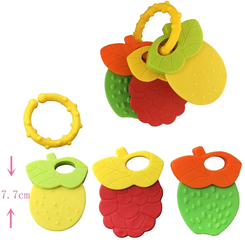 Silicone Teethers for Baby Things Newborn Chews Food Grade Teethers Training Bed Toy  Baby fruit item Feeding Infant Rattle