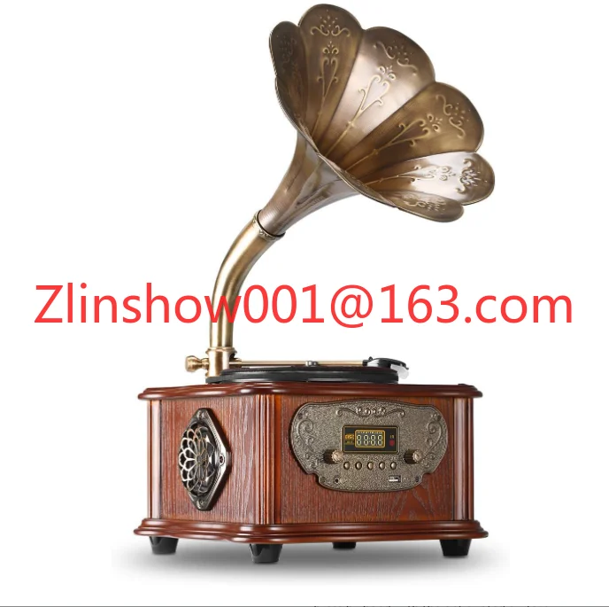 Европейский высококачественный антикварный проигрыватель граммофона, беспроводной компакт-диск, твердый деревянный винтажный проигрыватель виниловых пластинок, Bluetooth Mini Aux Home