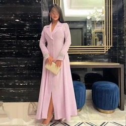 V Neckline Prom Dress Long Sleeves Women New A-Line Evening Dress With Ankle-Length Wedding Party Formal Gowns Arabia