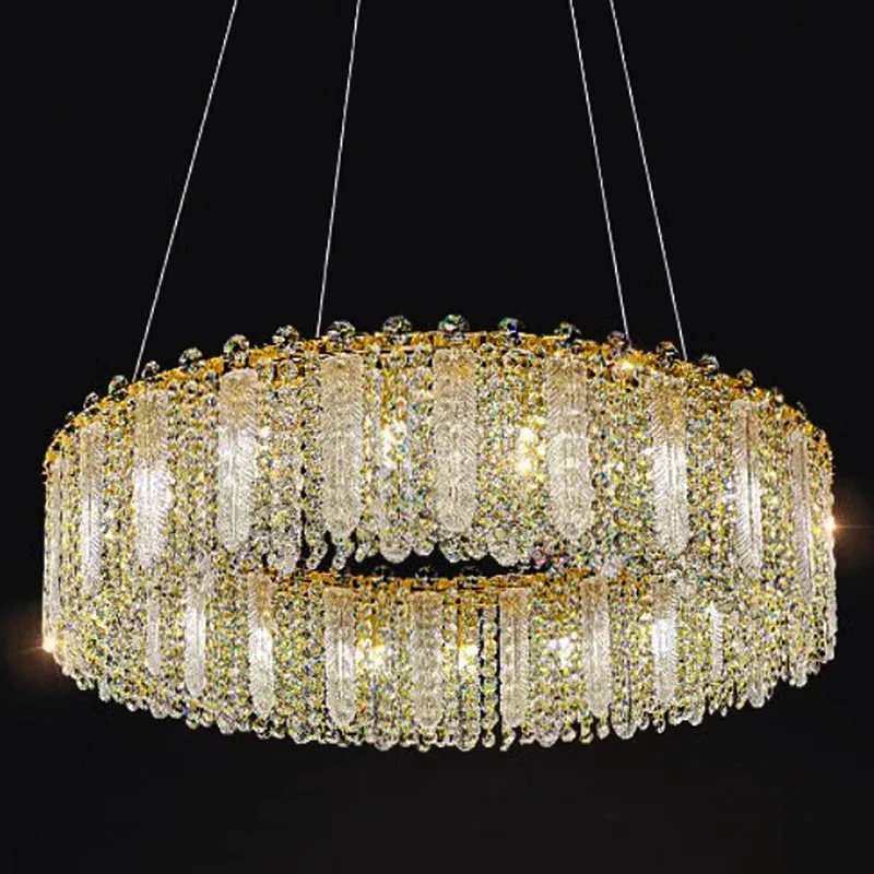 

Crystal Glass Feather Chandelier Luxury Postmodern Romantic Dining Room New Bedroom Indoor Lighting Living Room Decoration Lamp