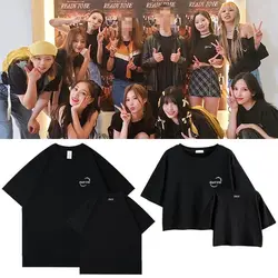 Korean K POP K-POP TWICE 5TH Ready To Be WORLD TOUR T-shirt Women Men Y2K Streetwear Hip Hop Cotton Tee Shirt Femme KPOP Clothes