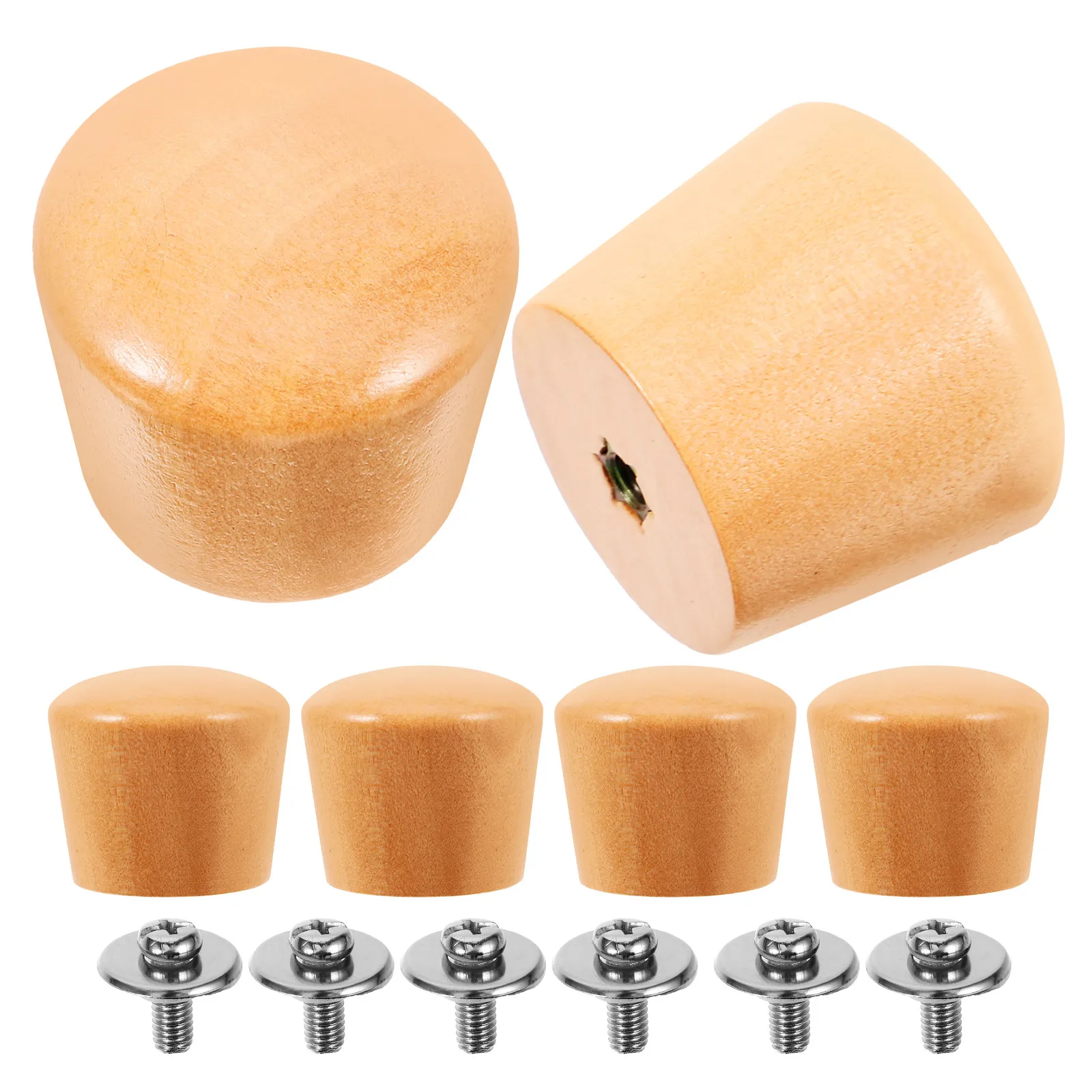

6Pcs Stainless Steel Wood Pot Lid Knob Universal Cookware Replacement Handle for Pots Pans Woks Soup Milk Steaming Pots Lid