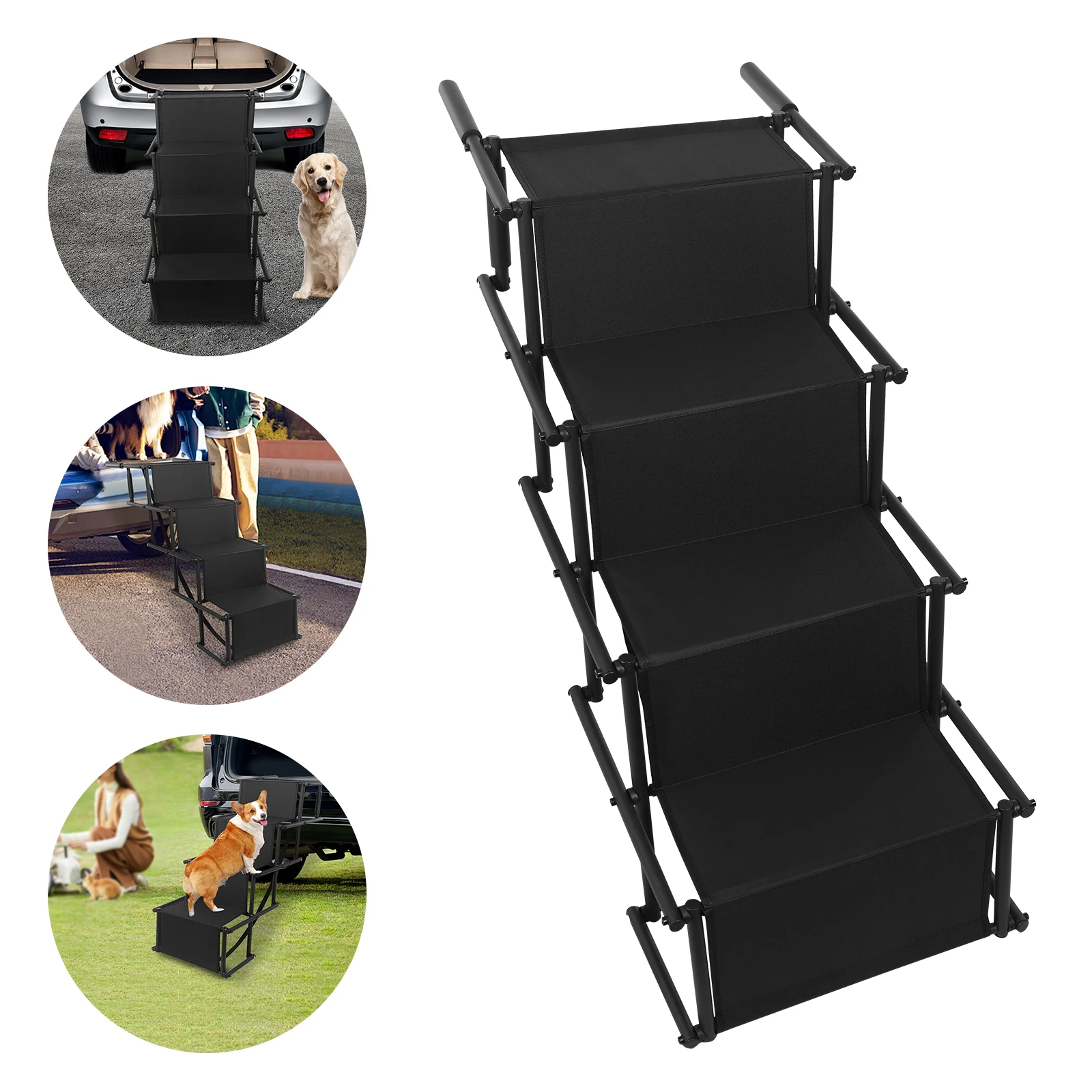 Foldable Car Dog Steps Large Dog Stairs with Wide Steps Car Van Transport Travel Pet Ladder Lightweight Ramp