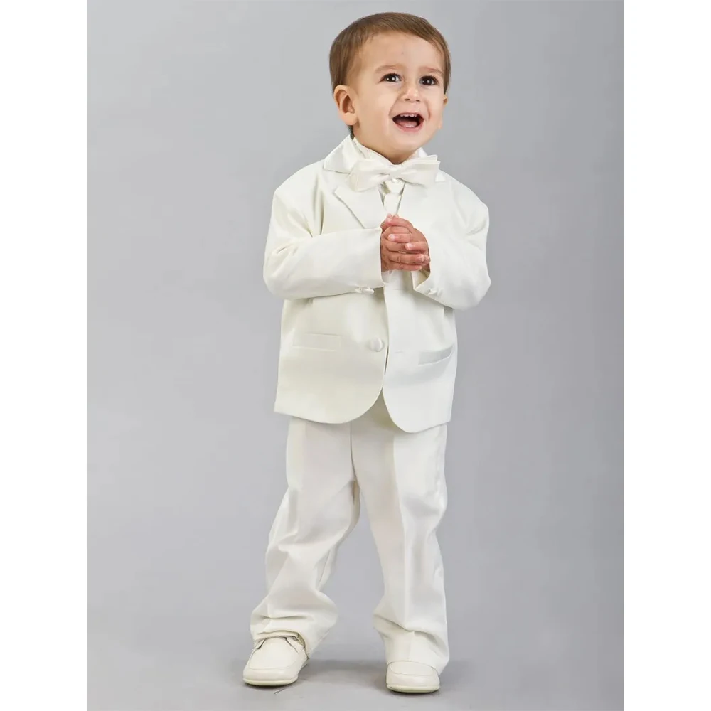 

Page Boy Full Children Suits 3 Pieces Costume Single Breasted Jacket Gala Tuxedo Ivory Elegant Kids Outfit for Wedding Party