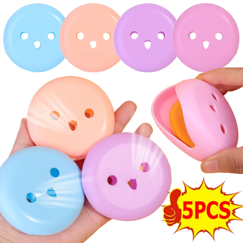 Air Cushion Powder Puff Storage Box Portable Cosmetics Puff Storage Silicone Round Makeup Sponge Beauty Powder Puffs Container