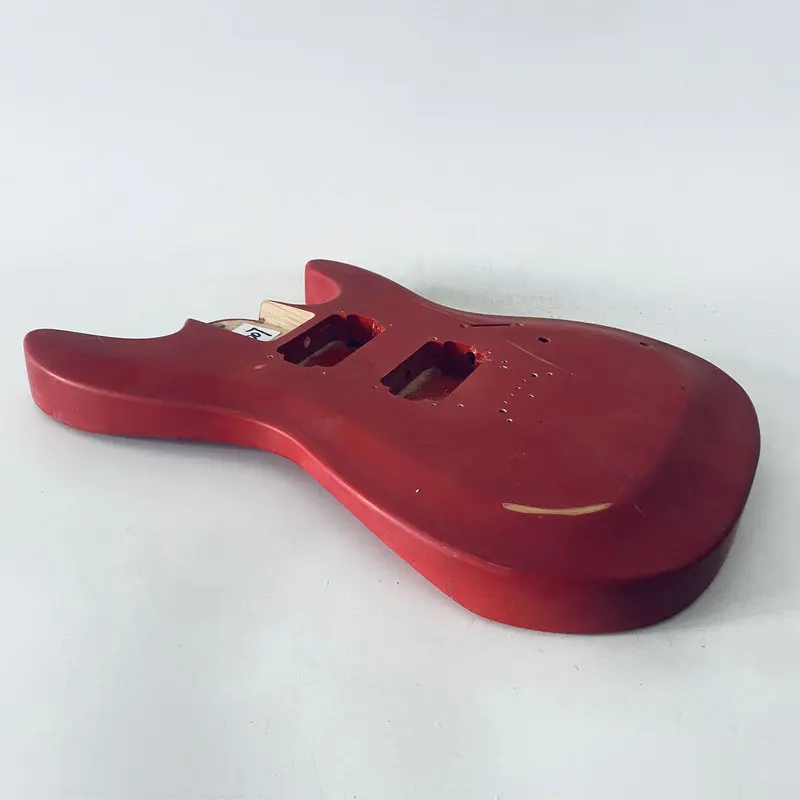 AB007 Custom Order Electric Guitar Body Unfinished Solid Wood Metallic Red Color with Damages and Dirty for DIY Replacement