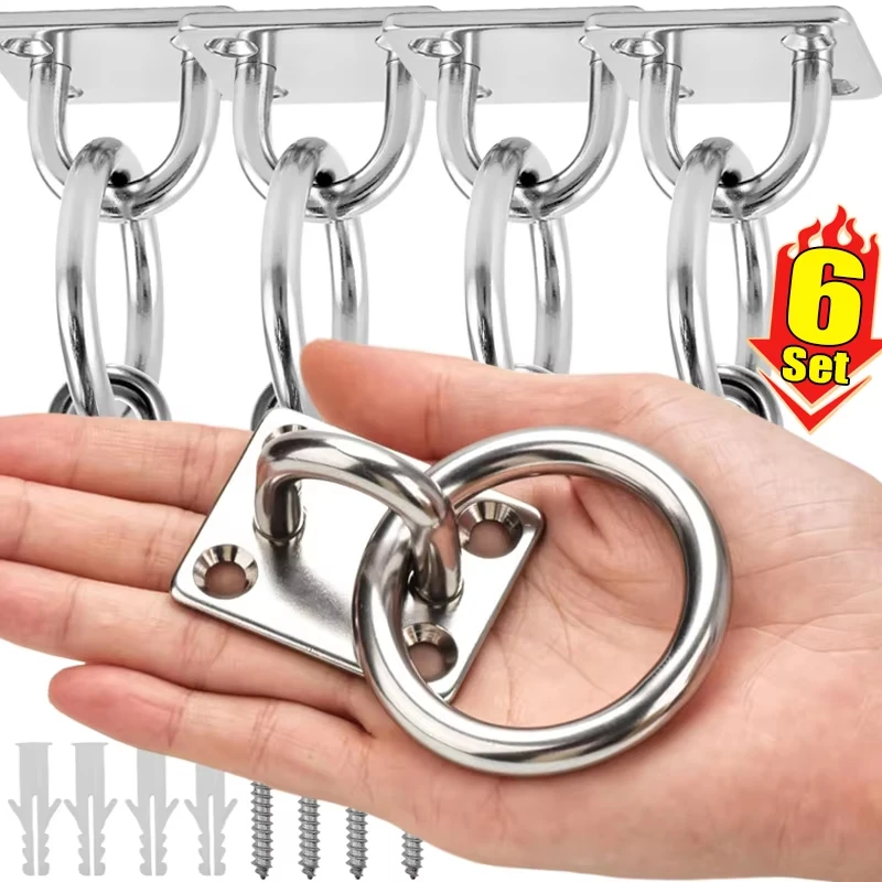 Stainless Steel Eyelet Plate with Ring Heavy Duty Ceiling Wall Mount Hook Hammock Plant Light Hanging Fixing Buckles Boat Anchor
