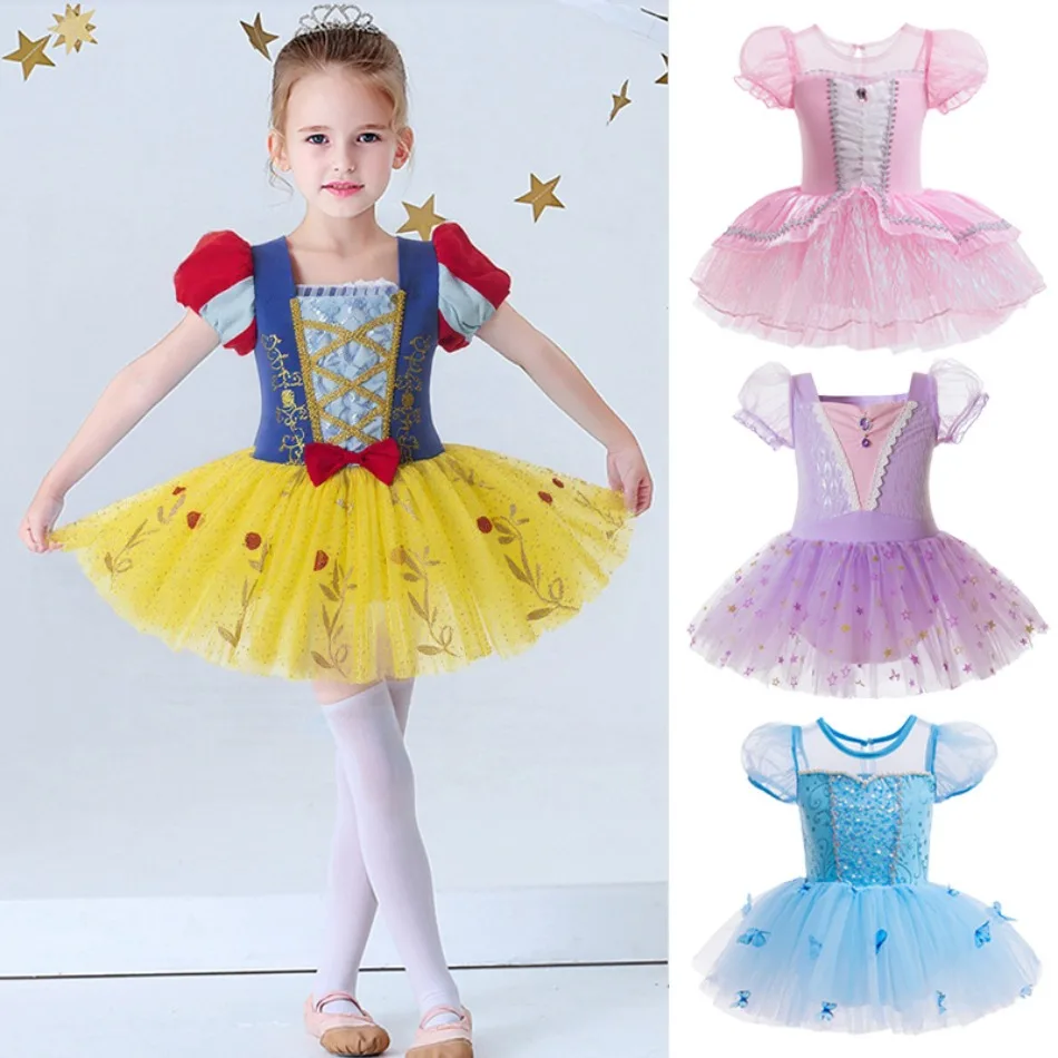 Kinder-Ballett-Tutu-Kleid mit Puffärmeln und besticktem Tüll, mehrfarbig, Tanzkleidung für Mädchen für Wettbewerbe und festliche Anlässe, XMZ65