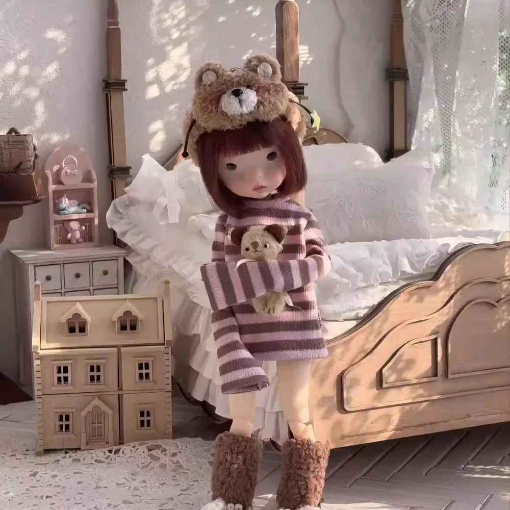 Weibliche Puppenkleidung, bedruckte BJD-Kniestrümpfe, gestrickter gestreifter Pullover, Modell für Azone Ob22/24 Blythe Actionfigur-Körper – Detail 8
