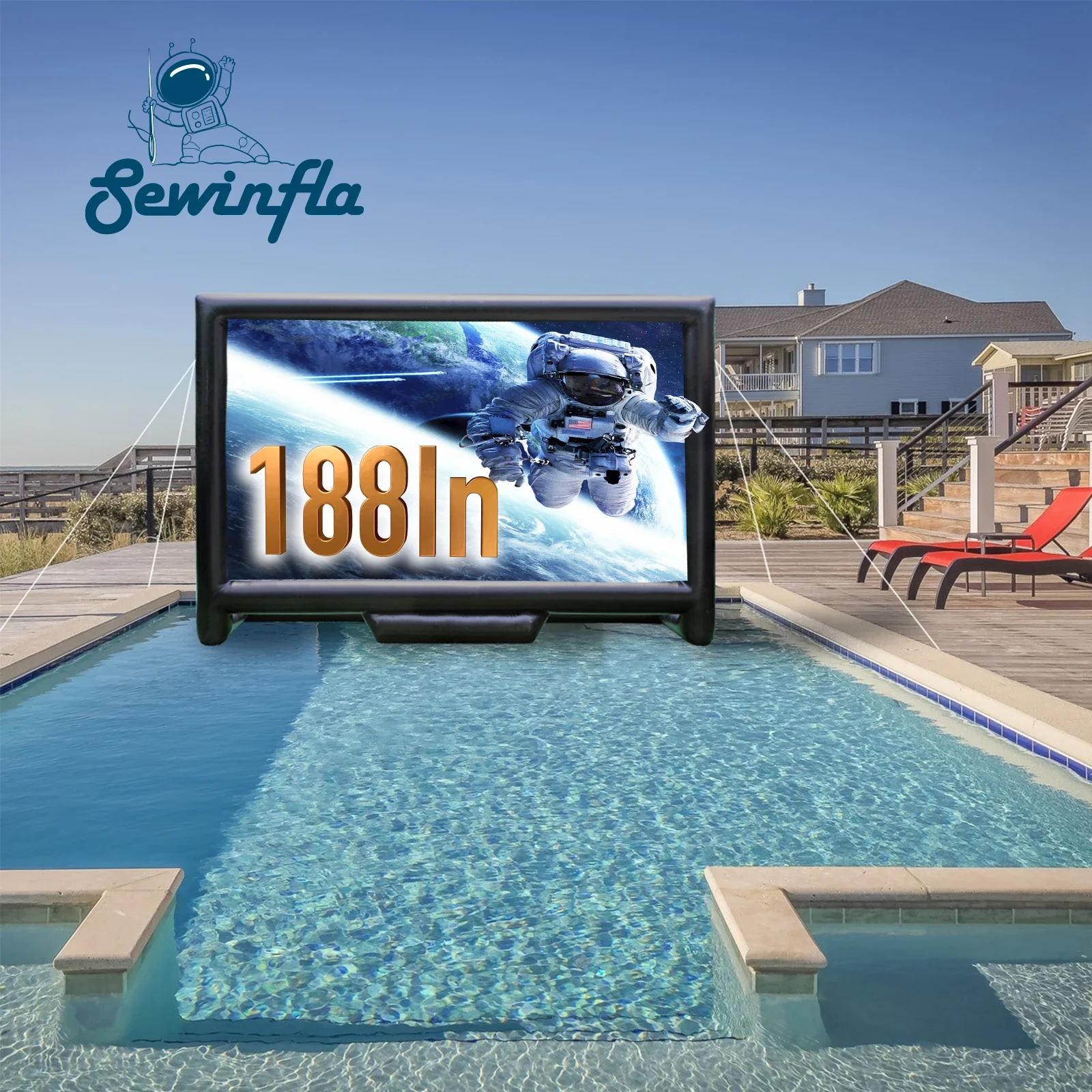 Sewinfla High Quality 19ft Air Sealed Rear Projection Inflatable TV Outdoor Movie ScreenLocal stock