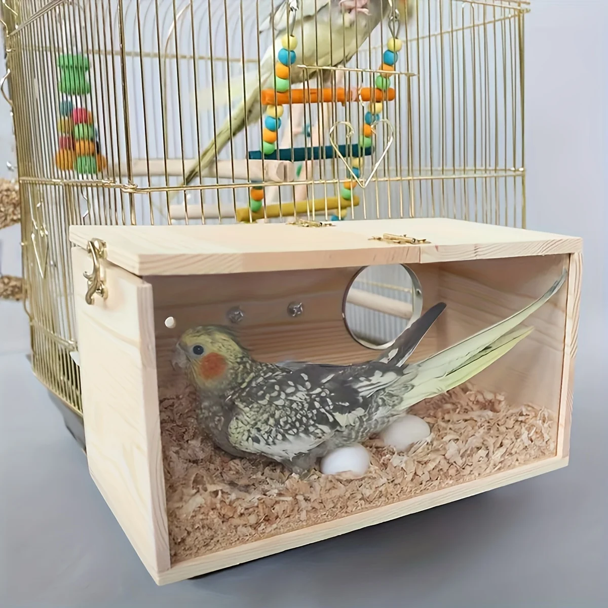 1Pc Accessories in Random Colors and Styles, Shipped Randomly. Outdoor Garden Decoration Birdhouse, Transparent Visible Wood Breeding Box for Cockatiels and Budgerigars, Large, Medium, and Small Bird Nests