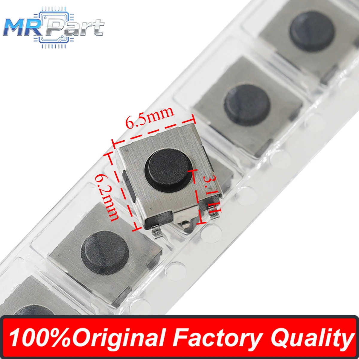 50pieces Original Factory Japan Switch SKHMQKE010 Tactile Switch 6x6mm 3.1H SMD-5P 5 Feet Black Round Button Micro Long lifespan