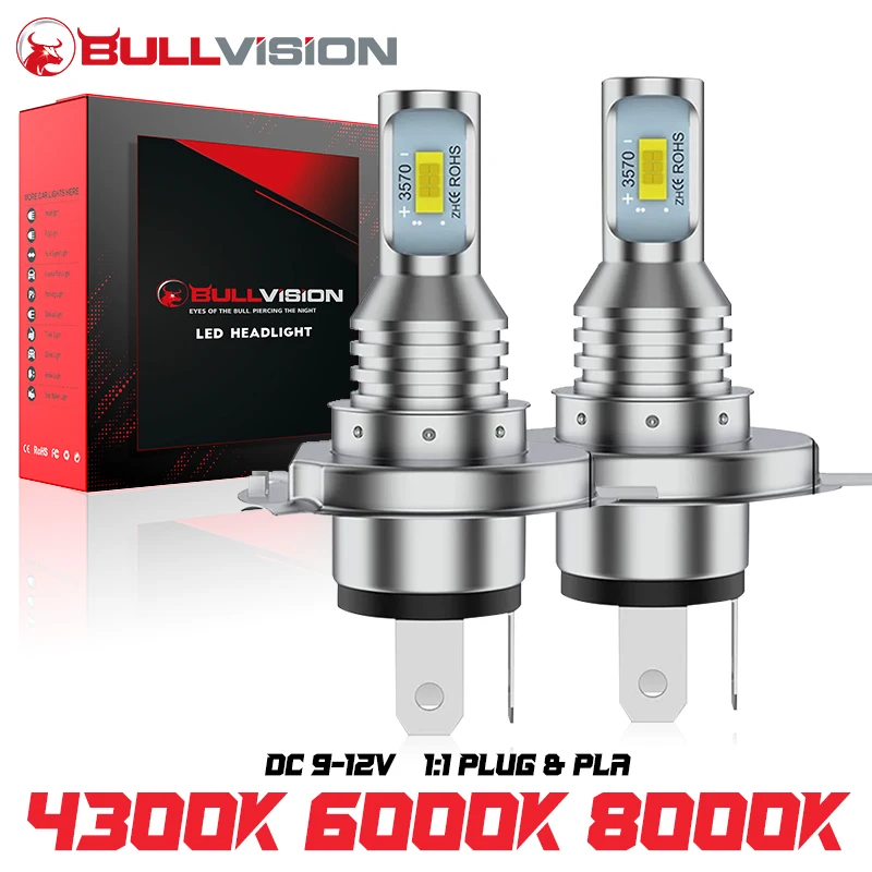 H4/9003/HB2 LED Bulbs 6000K White 4300K Yellow 8000K Blue 12V 3570 CSP LED Super Bright Headlight Canbus Hi/lo Beam DRL Lamp