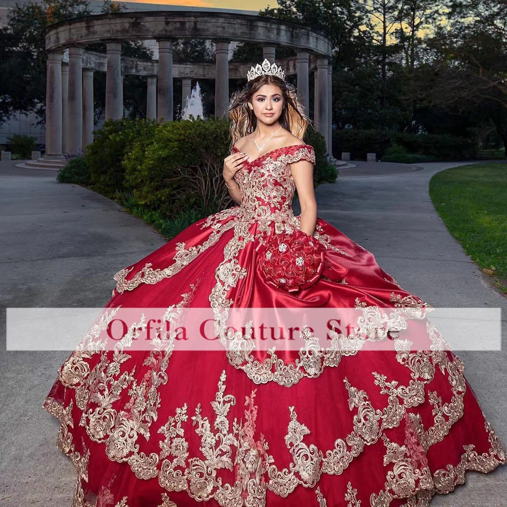 Off Shoulder Mexican Style Quinceanera Dresses Applique Sweet 16 Dress Party Wear vestidos de quinceañera Custom Size