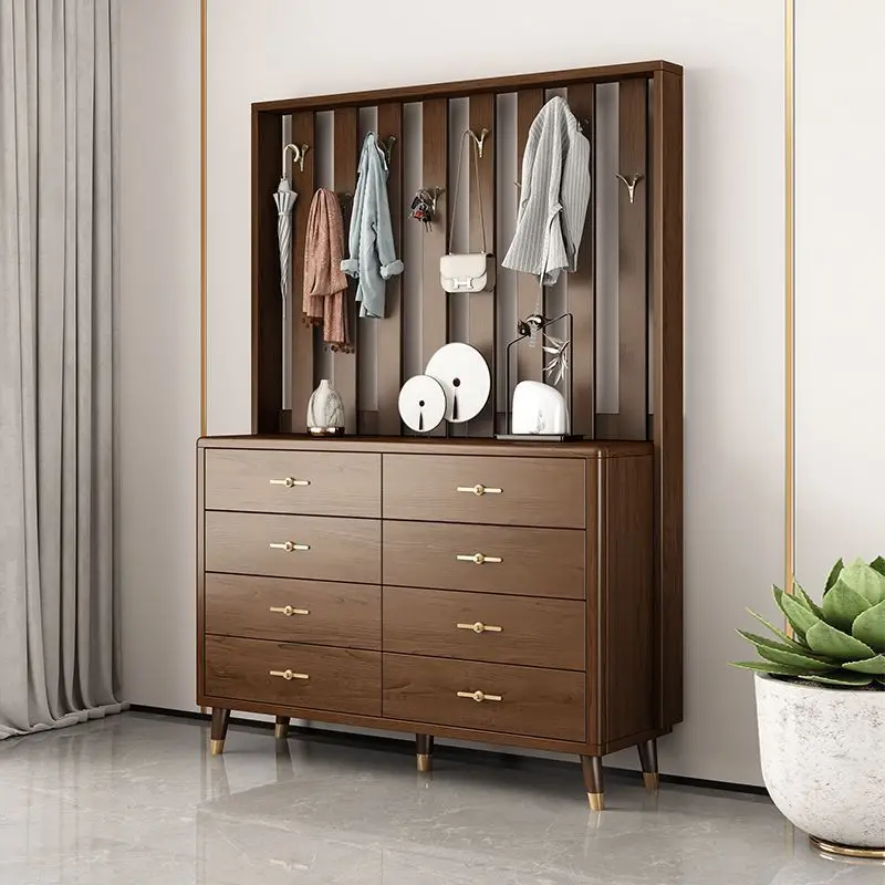 

coat rack integrated into the door, against the wall, bed head and tail cabinet, storage cabinet