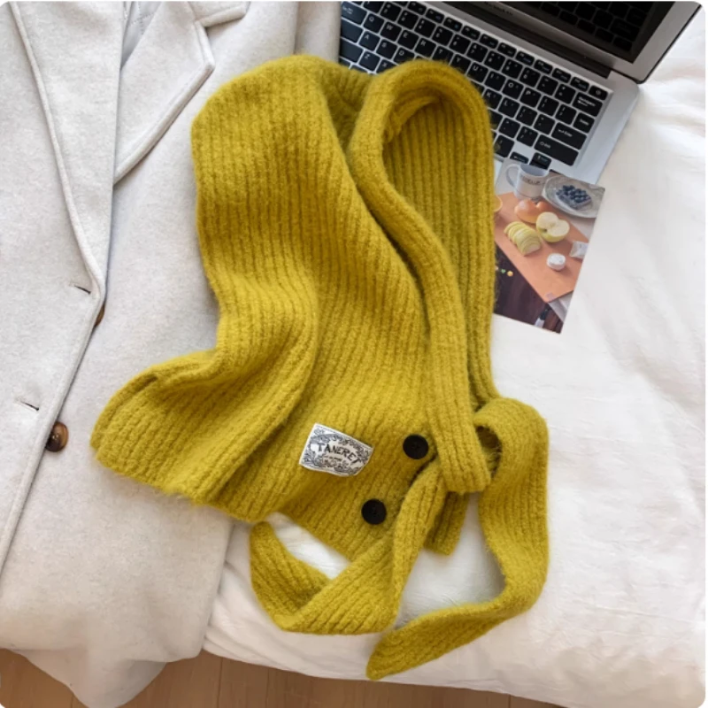 النسخة الكورية من البلوز البسيط بالاكلافا القبعات النسائية الشتاء في الهواء الطلق محبوك سنود المتكاملة الرقبة الدانتيل متابعة قبعة صغيرة دافئة قبعات