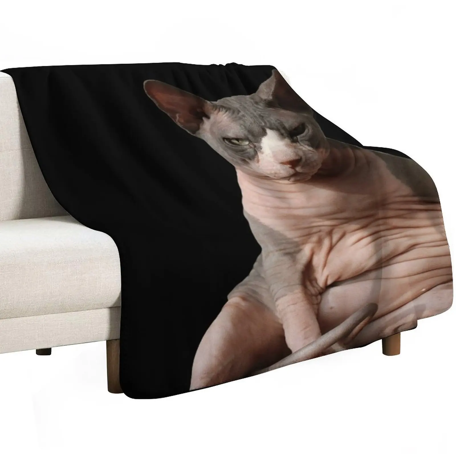 Giant hairless cat Throw Blanket Bed Blankets For Sofas Polar Plush Thins Beach Blankets