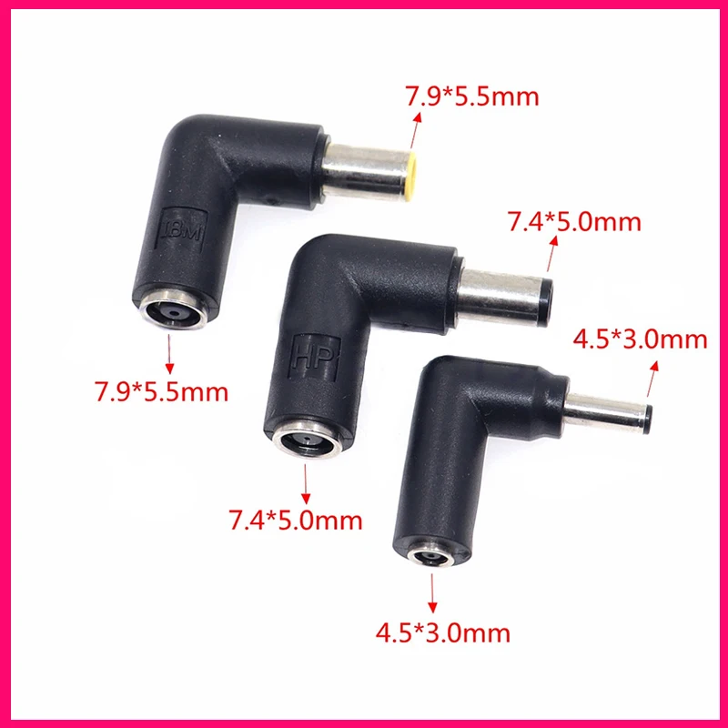 

1PCS Suitable For Lenovo/Dell/HP Laptop Power Adapter DC 7.4/7.9/4.5MM Male To Female Elbow Connector Angle Head Receptacle Plug