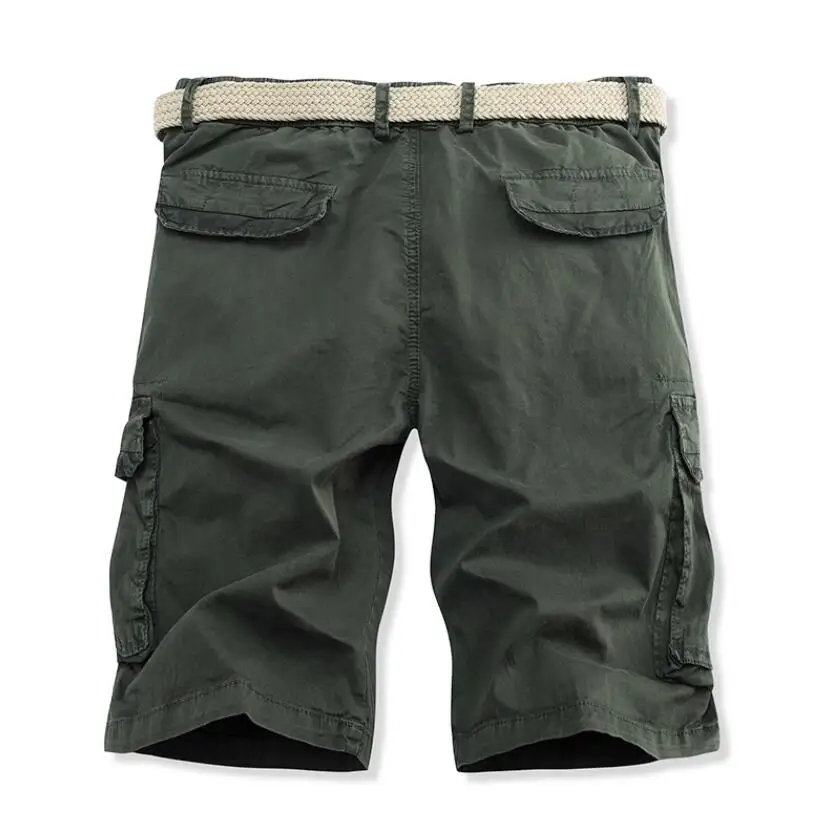 Men Cargo Shorts Multi Pocket Pants Summer Male Cotton Casual Tool Shorts High Quality Man Military Loose Cargo Pants No Belts