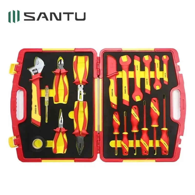 2026/Professional Grade Santu 19 PCS G2030007 1000V VDE Electrical Insulated Open-End Spanner Plier Screwdriver Tool Set