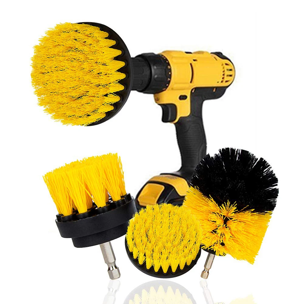 Brosse à récurer électrique, kit de perceuse, brosses rondes en plastique pour livres, tapis, verre, pneus de voiture, brosses en nylon 2/3.5/4 en effet, 3 pièces/ensemble