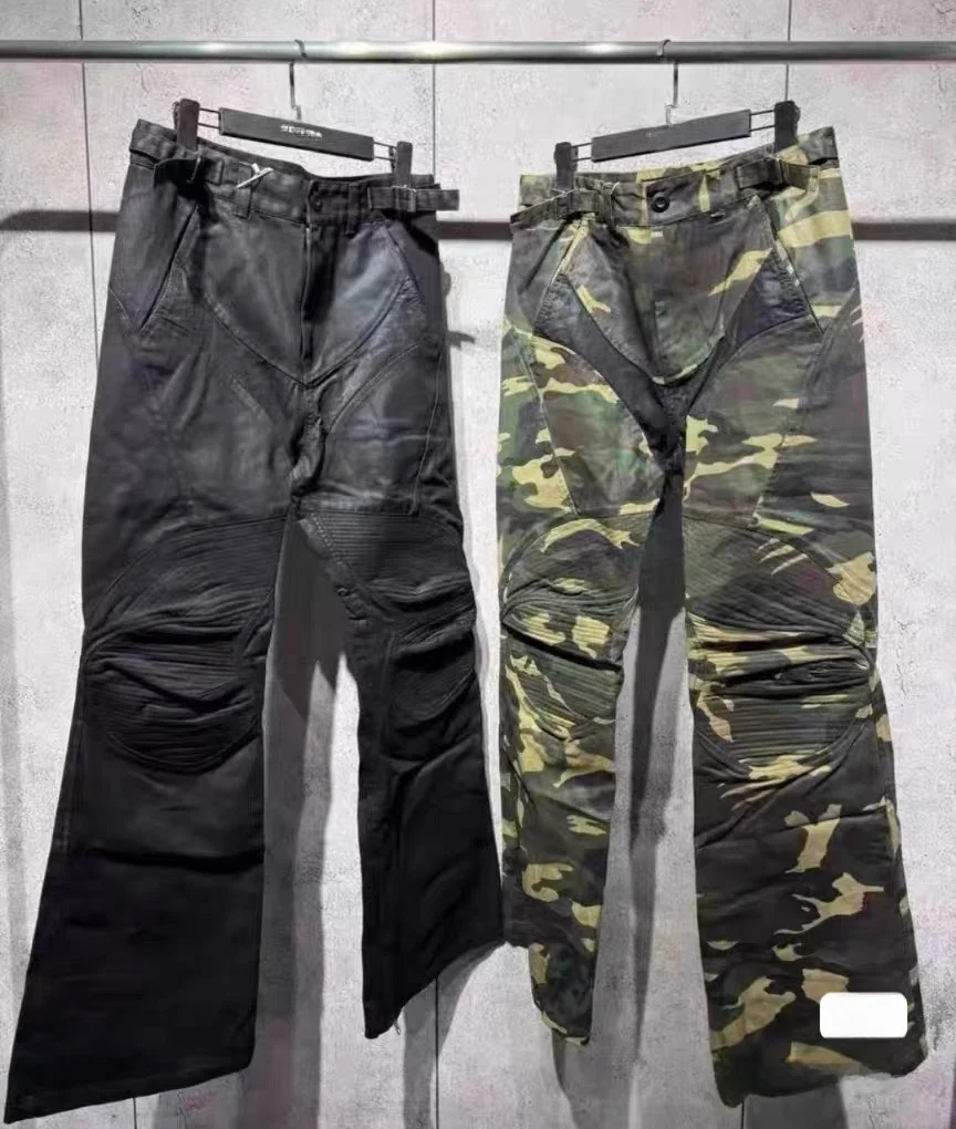 

Loose Straight Leg Camouflage Pants Men's Women's Brued Wax Patchwork Faion Urban Sle Autumn Casual Trousers