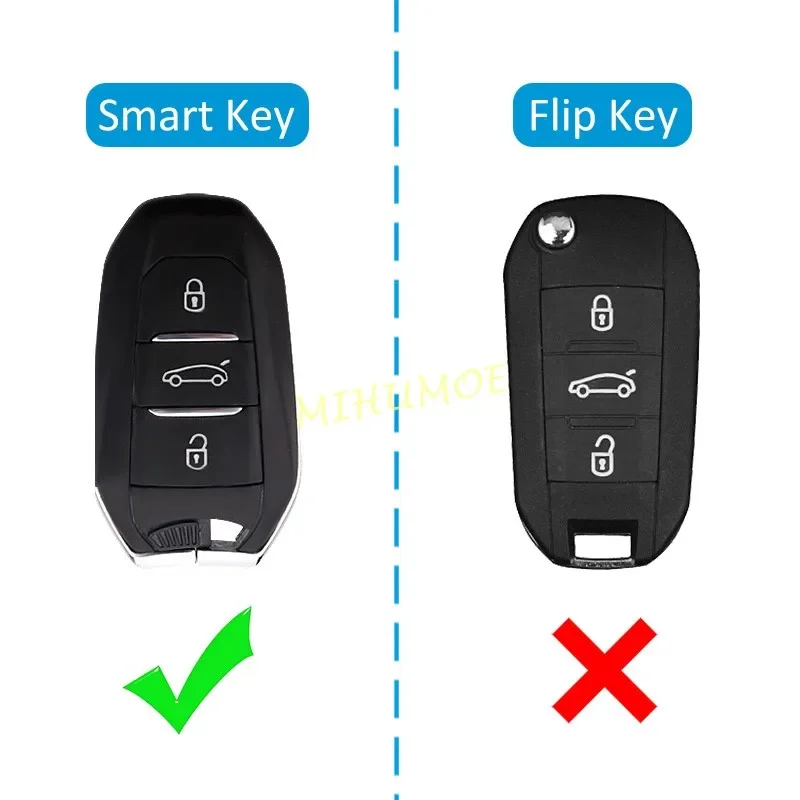 Smart Car Key Chain Fob Case Cover For Peugeot 508 2008 3008 5008 Citroen C3 C5 Aircross C4 Picasso DS 5 9 3 7 Crossback Black