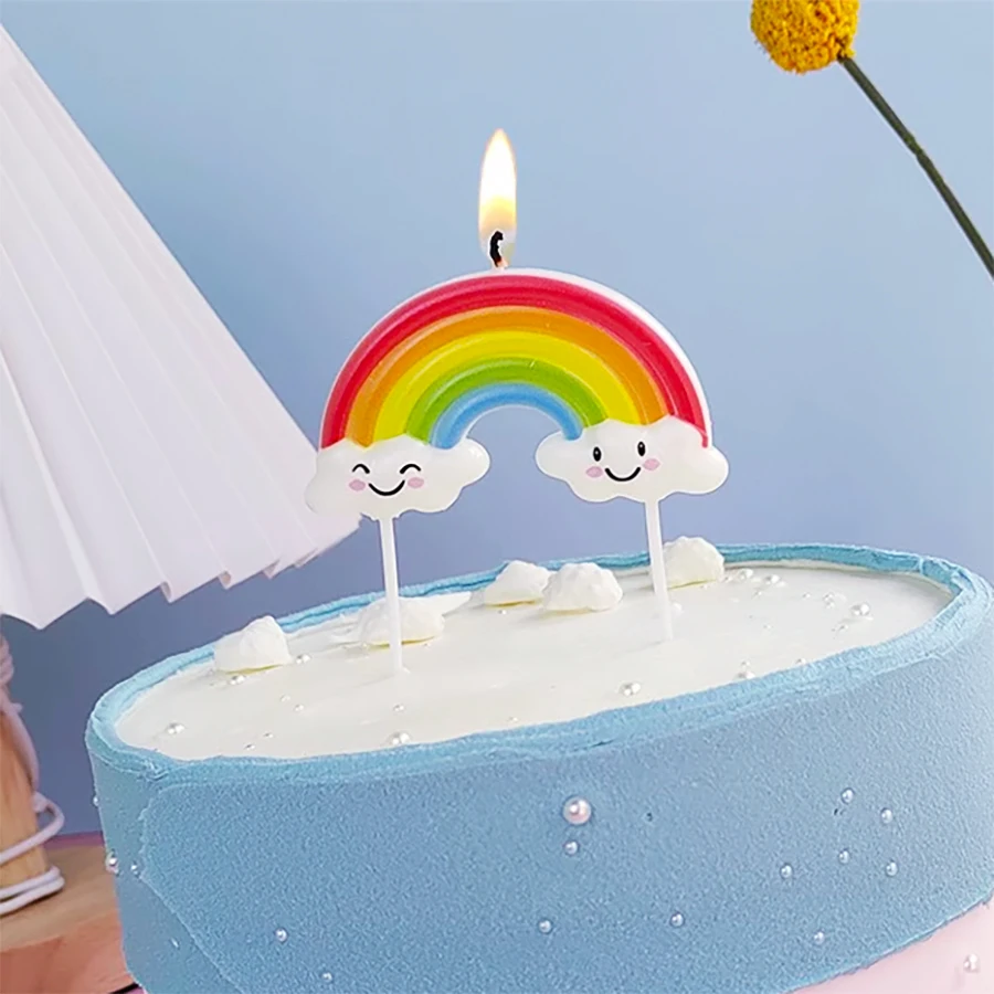 1PCS Creative Rainbow Birthday Candle Cloud Cake Candle Plugin Children's Party Dessert Baking Decoration