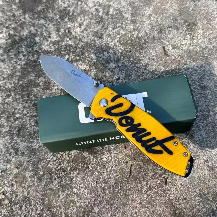 DONUT X SQUID Folding Knife D2 Steel G10 Handle Outdoor Camping Survival EDC Pocket Knife Utility Cutting Knife Men's Gift