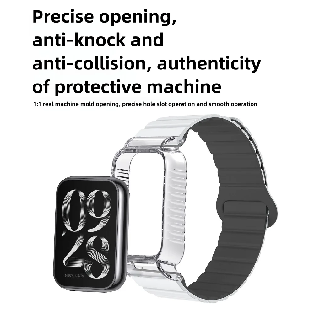 Correa de reloj magnética para Xiaomi 8Pro 9Pro Redmi Band4 funda protectora de dos colores de liberación rápida reloj inteligente de silicona hombre mujer