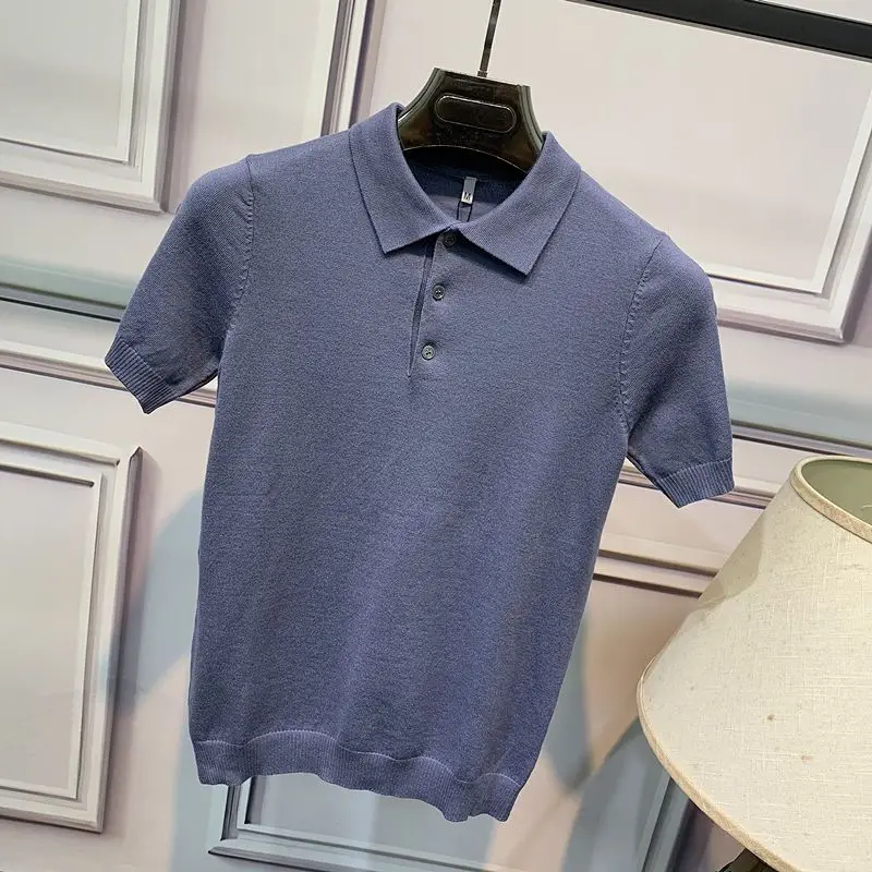 Polo à manches courtes pour hommes, coupe cintrée, style coréen, couleur unie, vêtements d\'été