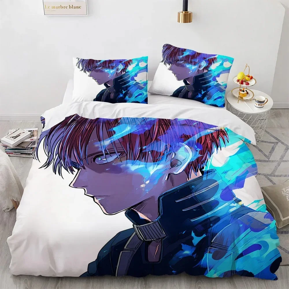 Juego de cama de Anime nuevo My Hero Academy, funda nórdica con personajes de Anime, funda de edredón de poliéster con dibujos animados en 3D, tamaño Queen y King para niños, 2025