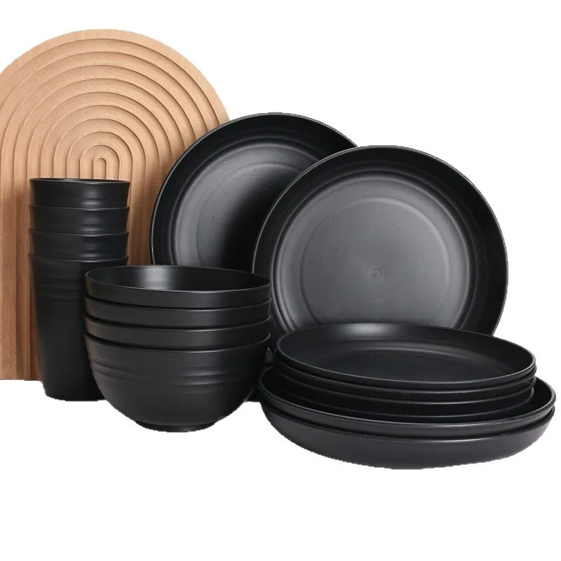 

BHBD-Plates And Bowls Sets-Microwave Safe Dishes(16 PCS), Unbreakable Dinner Plate, Dessert Plates, Cereal Bowl, Drinking Cups