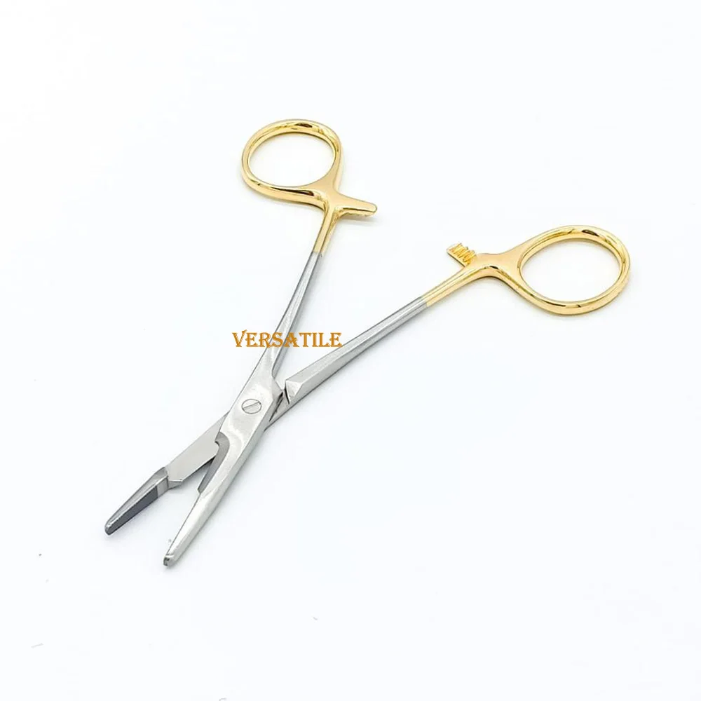 Needle Holder with Scissors 12.5cm/14cm Multifunctional Needle Holder Insert with Scissors Gold Handle Clamp