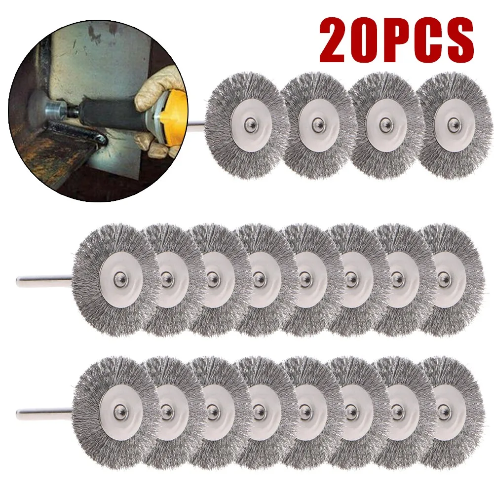 Conjunto de Escova de Roda de Fio de Aço para Polimento de Metal Moedor Rotativo Acessórios Ferramenta Moagem Roda em Forma de t Escova de Acesso 20 Peças