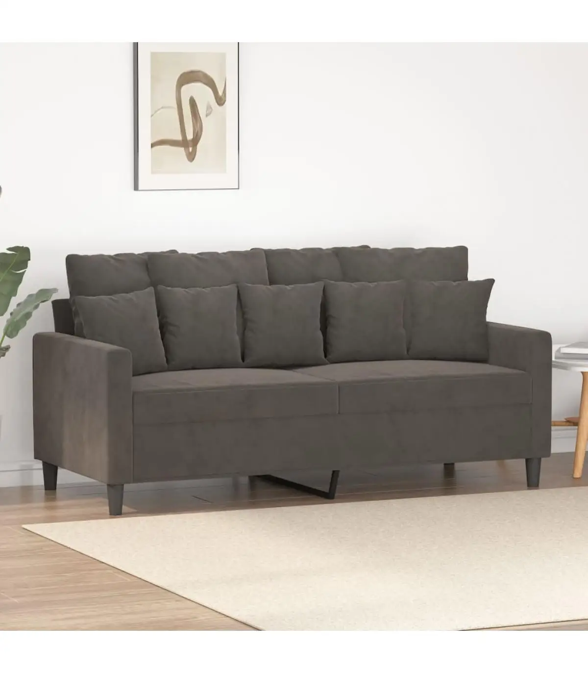 140 cm dark gray velvet 2-seater sofa sofas