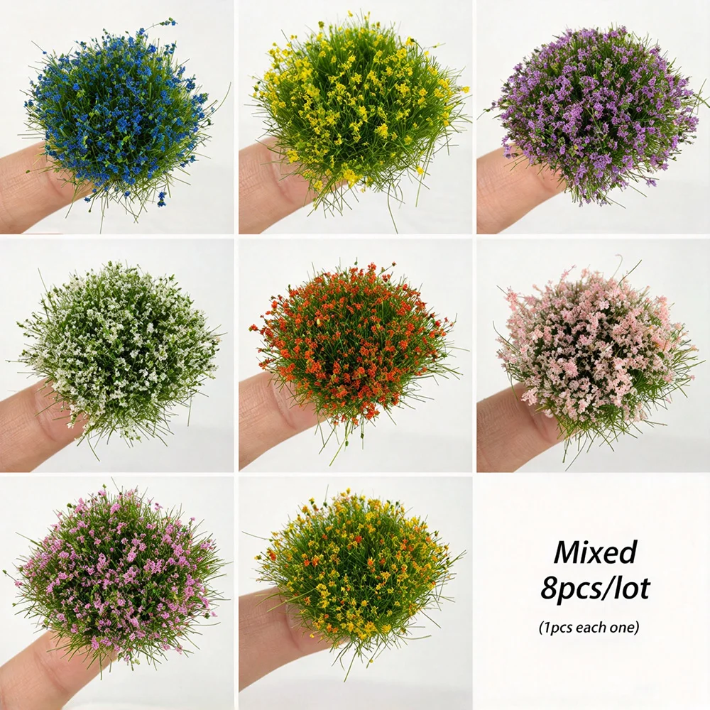 8 teile/los Gemischte Große Blume Cluster Modell Kits Miniatur Pflanzen Materialien für Diy Micro Szene Layout Diorama Zubehör – Detail 1
