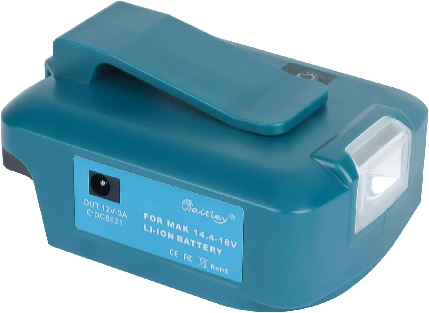 Power Source Adapter for Makita 18V Battery to DC 12V 3A and PD 22.5W QC 3.0 USB C and Worklight