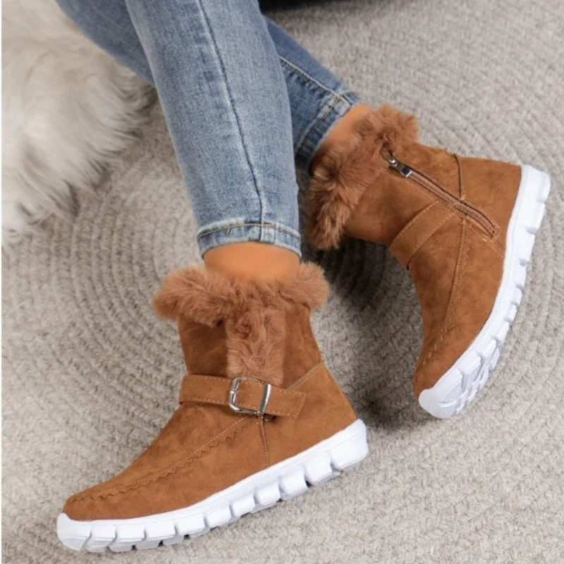 2024 Winter Women\'s New Fur Warm Chelsea Uggs Casual Shoes New Short Plush Suede Ankle Boots Flat Sports Women Shoes High