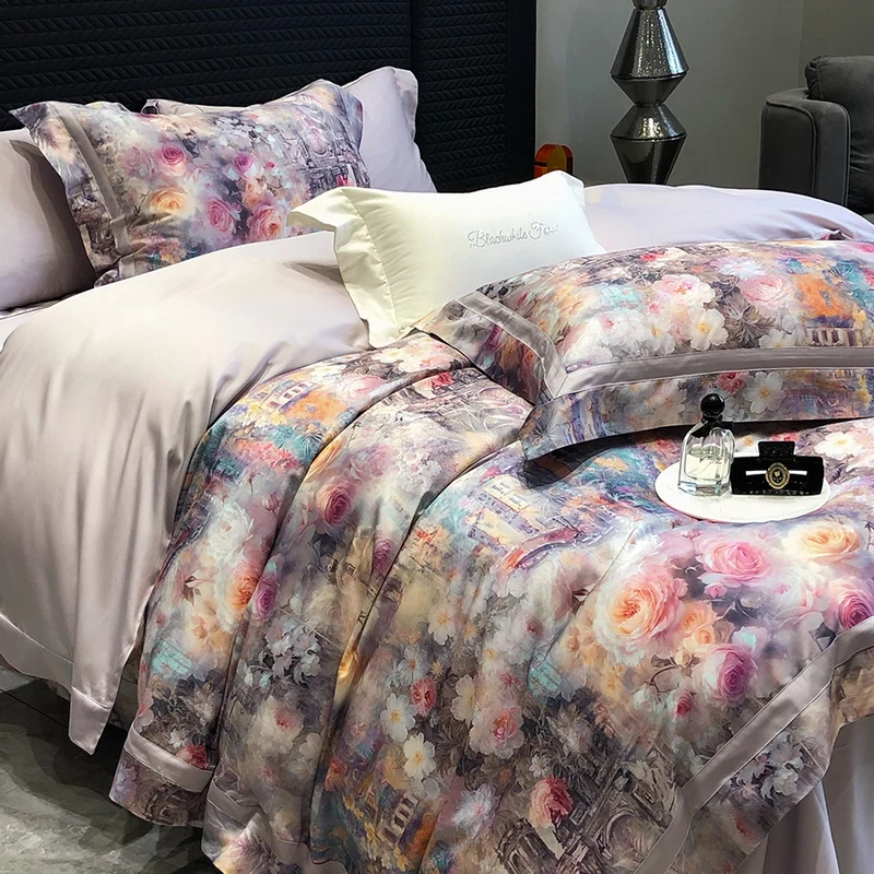 Svetanya Digital Print Bedding Set Egyptian Cotton Bed Linens Sheet Pillowcase Duvet Cover Set Underwear