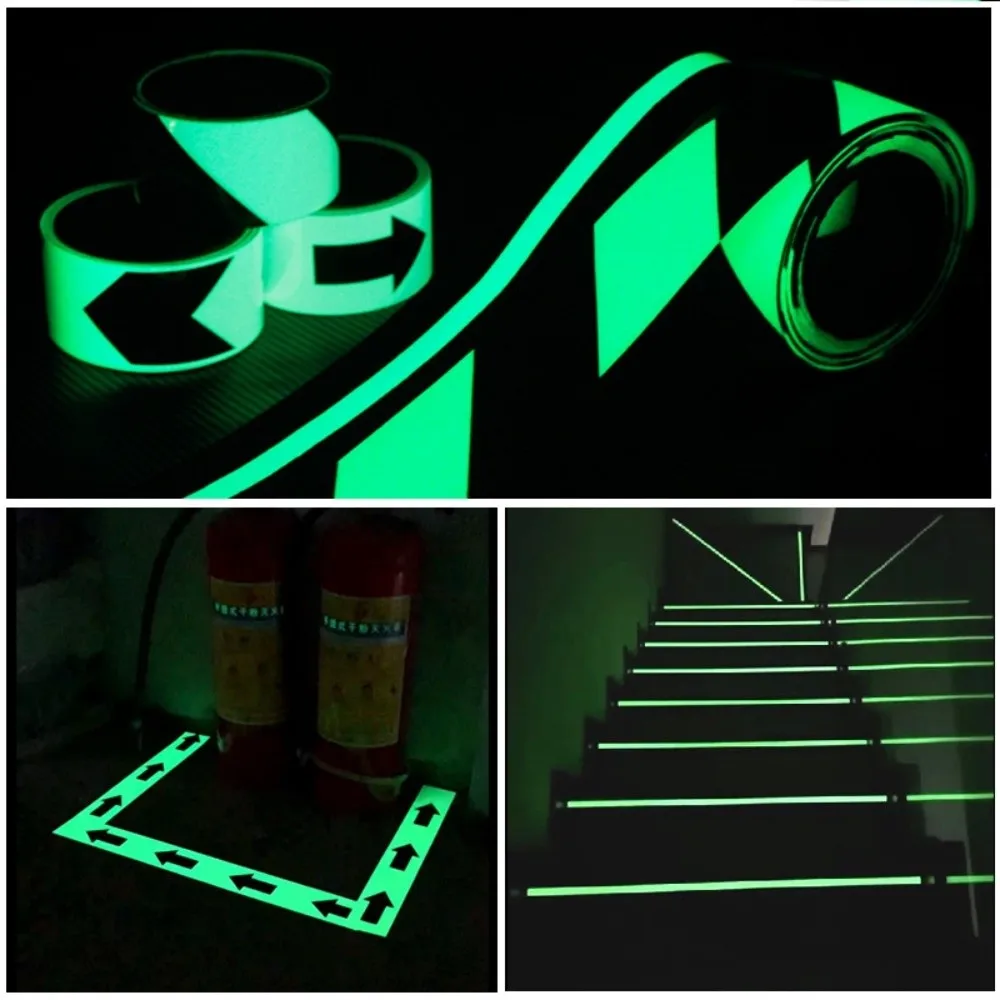 

5M Length Emergency Exit Luminous Tape Glow ln The Dark Safety Exit Marker Anti-Slip Floor Marker Waterproof Sign Arrow Design